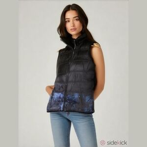 ANDREW MARC NY Blue & Black Ombre Duck Down & Feather Puffer Jacket Vest XS